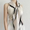 35.43" Black/White Striped Square Scarf, Elegant Simulated Silk Thin Shawl, Casual Sunscreen Windproof Head Wrap For Women