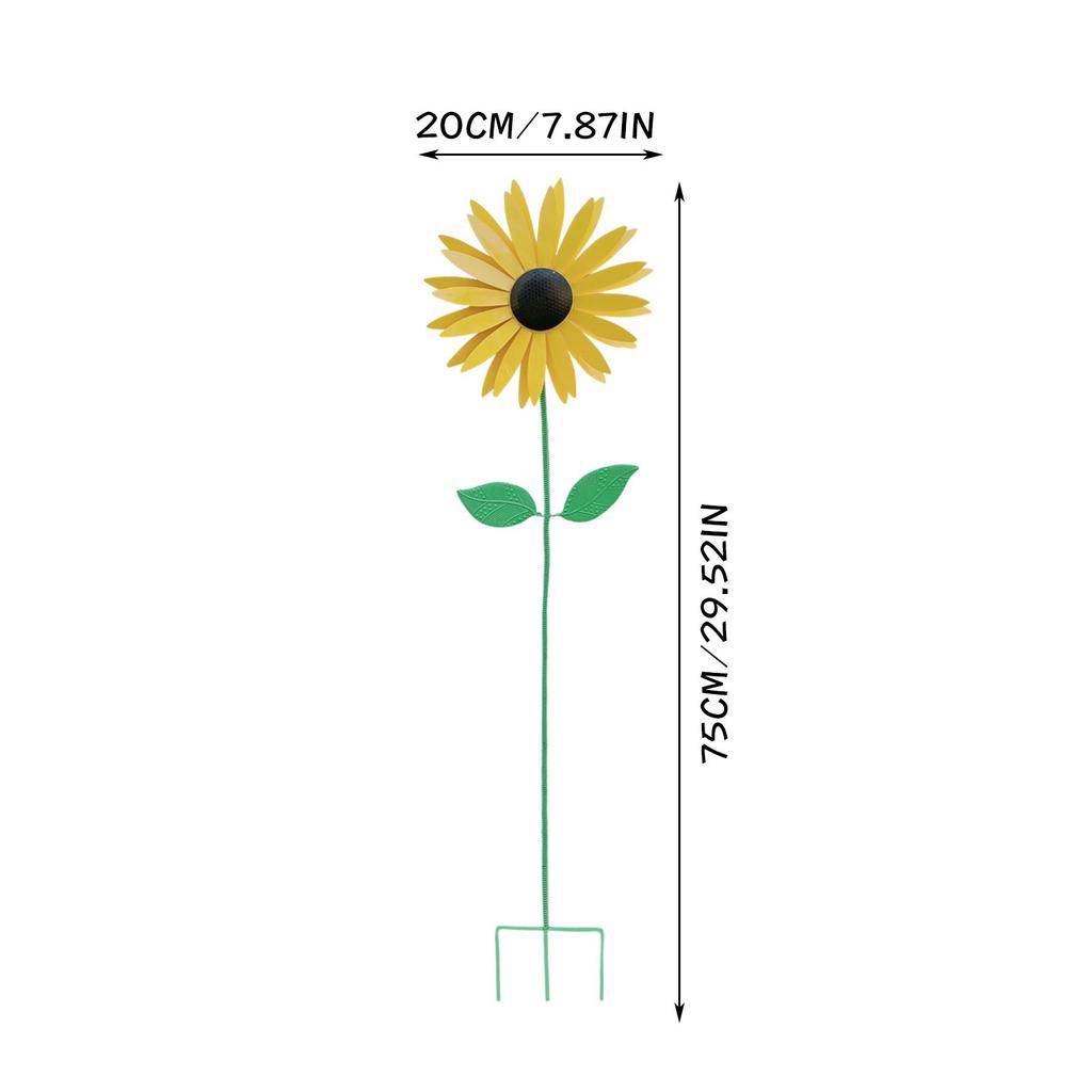 75cm Sunflower Windmill Metal Rotating Sunflower Wind Spinner With Stake Standing Lawn Flower Pinwheel Outdoor Garden Decor