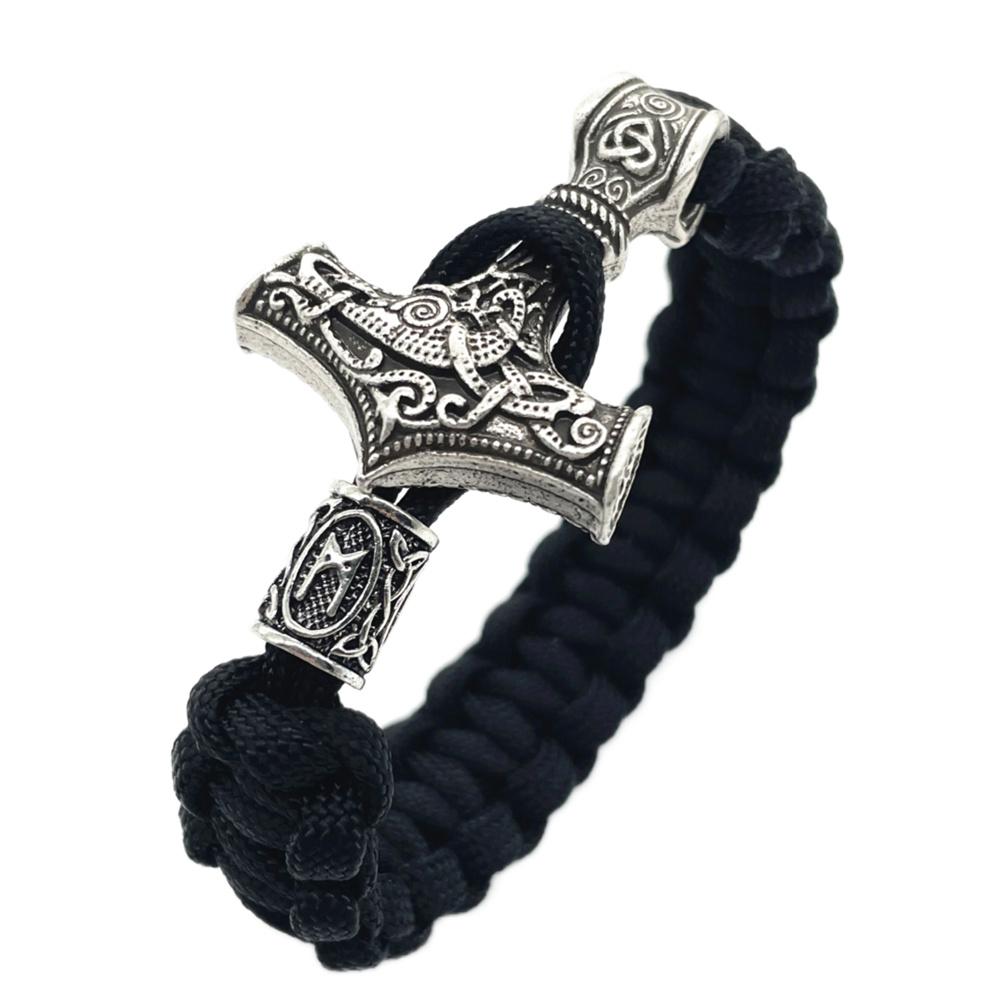 Nostalgia Thor Hammer Viking Bracelet Rune Charms Bead Jewelry For Women Men Norse Vikingo Bangle Dropship