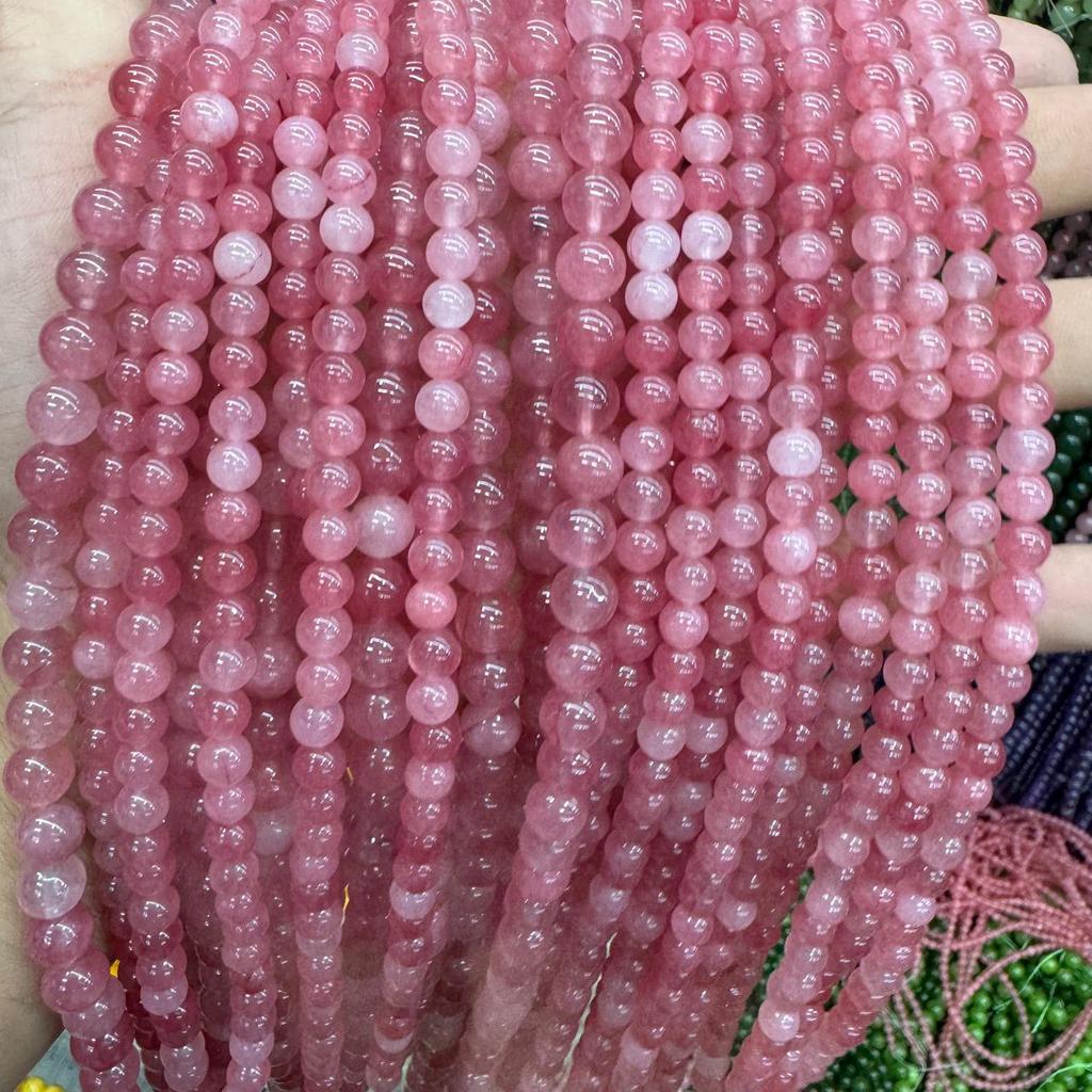 Persian Jade Imitation Strawberry Crystal Chalcedony Beads for DIY Jewelry Accessories