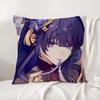 Genshin Impact Raiden Shogun Cushion Cover Natural Linen Pillowcase Set AllinOne Decor Cushion Cover for Sofa Bedroom Chair