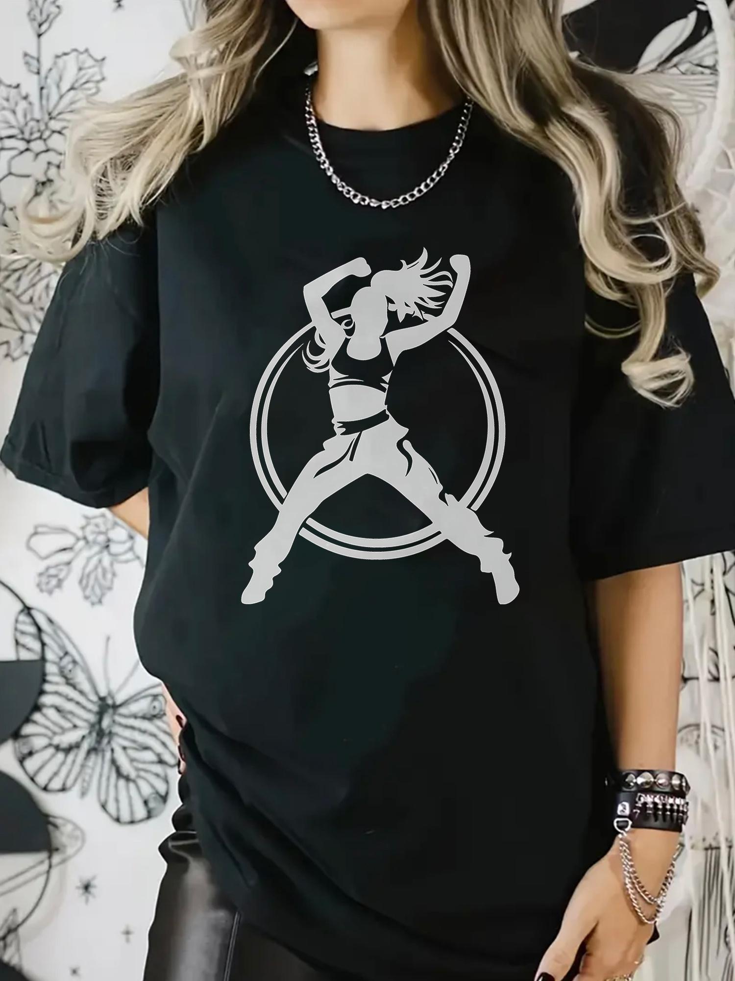 

Womens Fashion Creative Print TShirt Fitness Daily Outdoor Sports Versatile Fashion Style Breathable Round Neck Sleeve TShirt S