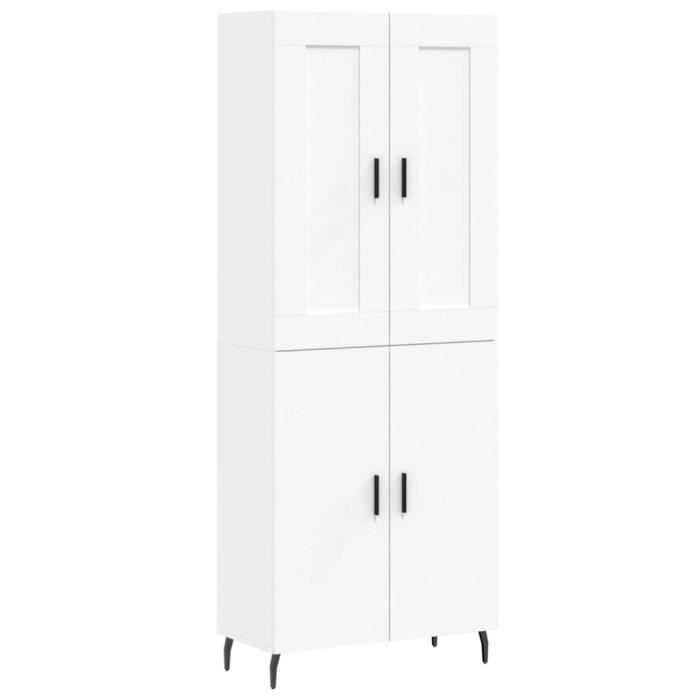 VidaXL Buffet haut Blanc 69,5x34x180 cm Bois d'ingénierie 3199569