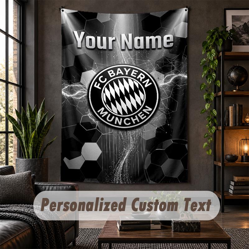 Personalized Wall Tapestry,Bayern Munich Custom Text, Soft Fabric Wall Art For Indoor Decoration