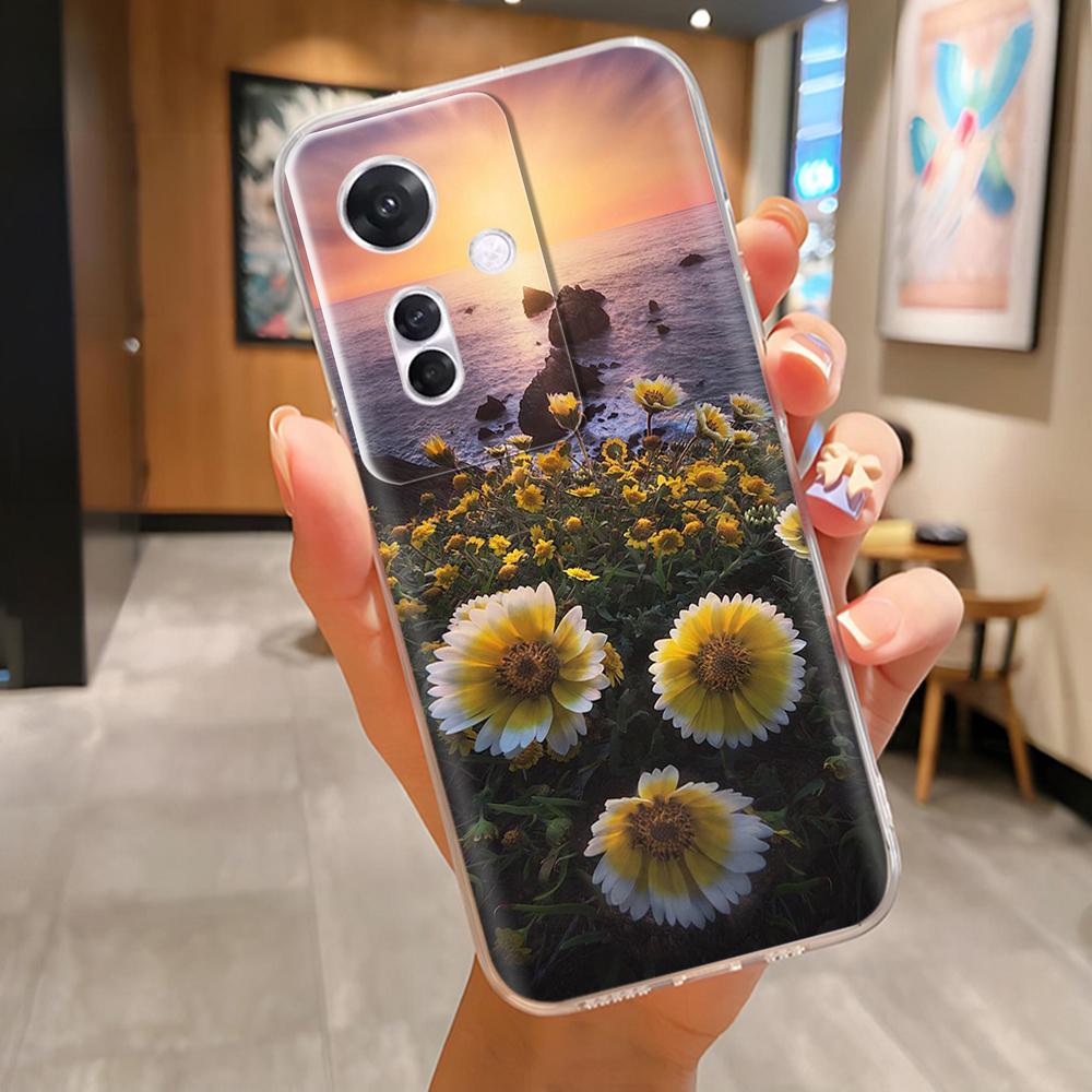For Oppo Reno 11F F25 Pro Case Lovely Flower Patterns Soft TPU Clear Silicone Bumper For Oppo Reno11F F25Pro Phone Cases Coque