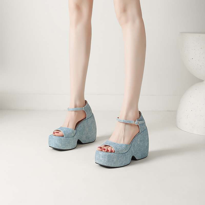 Krazing Pot Polyurethane Spring Autumn Size 43 Women Platform Super High Heels Women Round Toe Waterproof Pumps