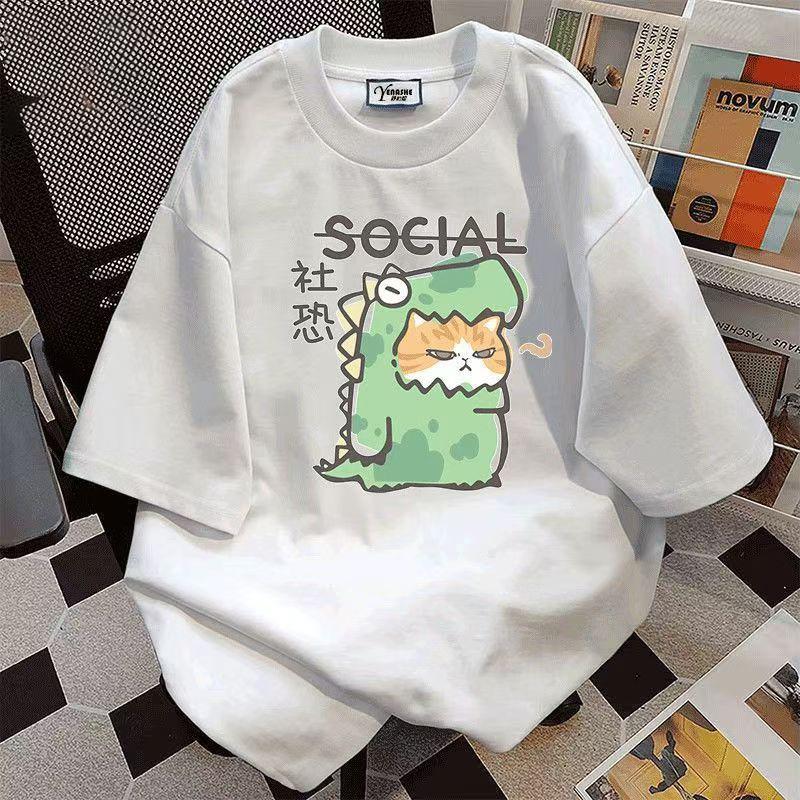 Cartoon Short Sleeve Women's T-Shirt 2025 New Design American Loose Half Sleeve Top
