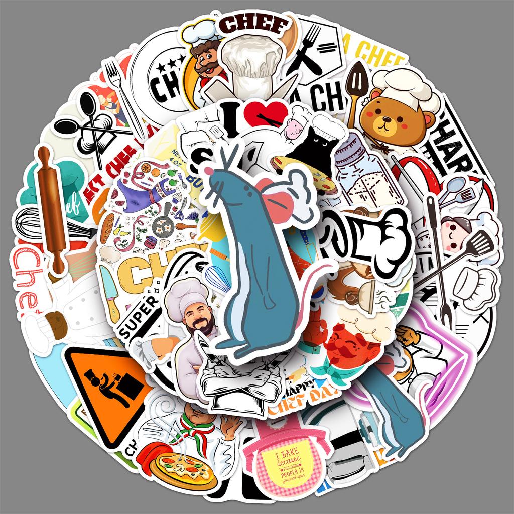 50 Chef Profession Graffiti Stickers Personalized Creative English Decorative Water Cup Suitcase Skateboard Stickers