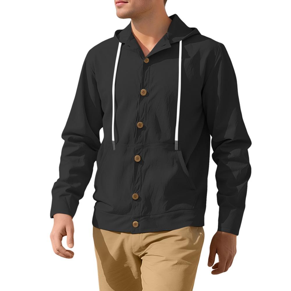 Men's Hoodie Linen Vintage Spring and Autumn Shirt Casual Loose Long Sleeved Clothes High Quality Trendy Men's Clothing