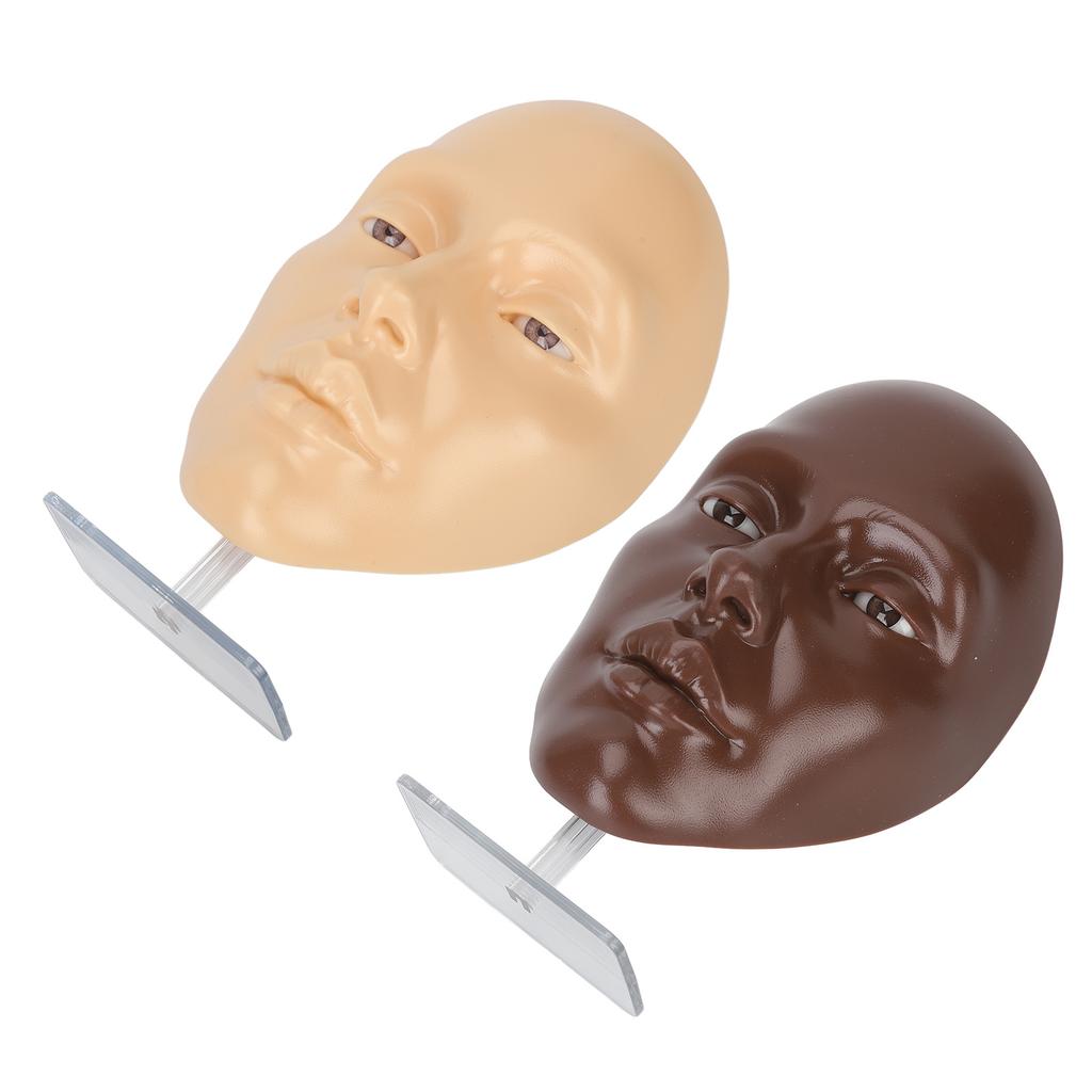 2 Set Makeup Practice Face 5D Silicone Full Face Makeup Mannequin Face with Stand for Emerging Makeup Artist