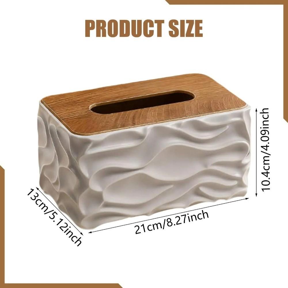Elegant Tissue Storage Box Ripple Design Minimalist Light Luxury Napkin Holder Large Capacity Anti-slip