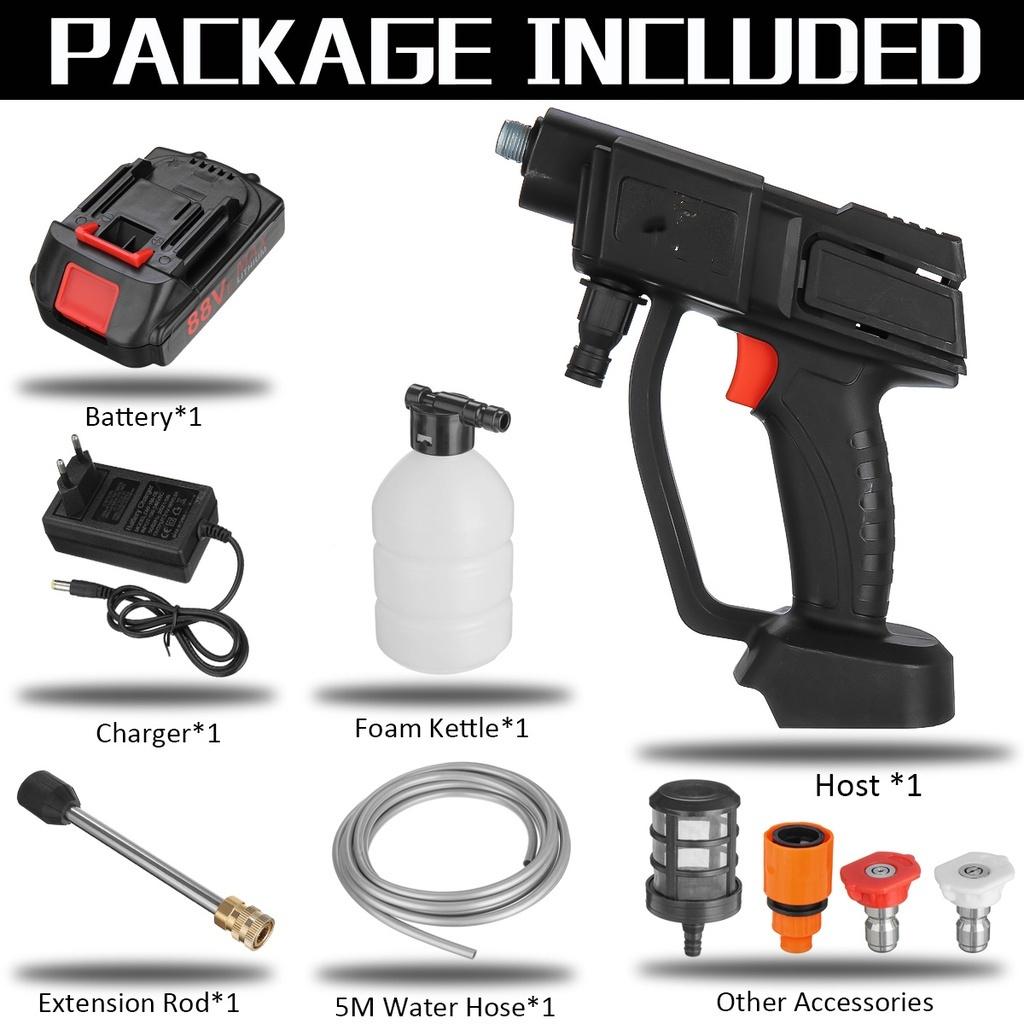 

88VF Мойка высокого давления для автомобиля Водяная насадка Очистительная машина Аккумуляторная Мойка высокого давления Распылители воды для аккумулятора 18 В 1*Battery