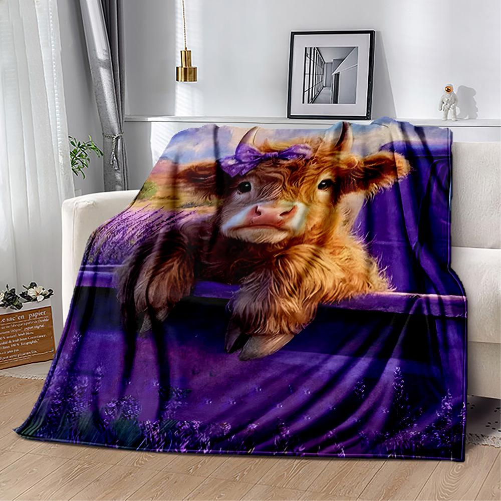 Highland Cow Selfie Flannel Blanket,Lightweight,Office Blanket,Sofa Blanket,Comfortable Blanket