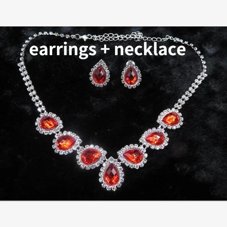 Blue Water Drop Rhinestones Necklace For Women  Inlaid Zircon Pendant Fashion Jewelry Accessory