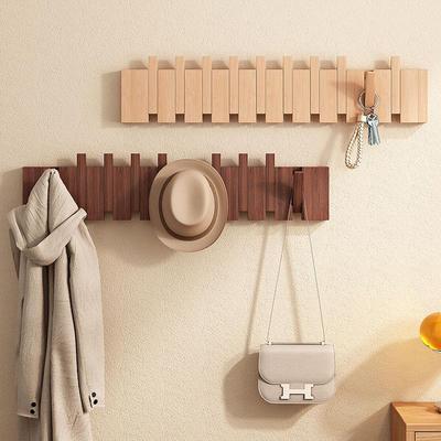 Solid Wood Wall-Mounted Piano Key Coat Hook - No-Drill Storage Rack for Clothes & Hats