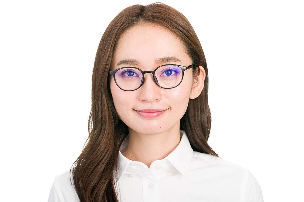 Zoff Lightweight PC Glasses with Demi PC ULTRA TYPE Light Blocking Approximately Clear Stylish Computer Glasses for Men and Women Boston-style (Brown