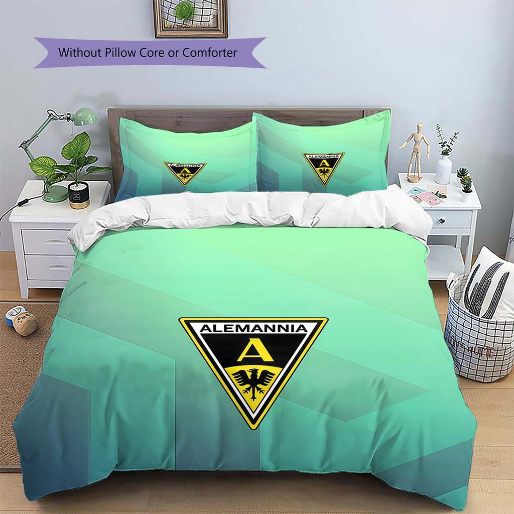 Alemannia Aachen Pattern Bedding Quilt Set Home Decoration Gift (1 * duvet cover + 2 * pillowcase without core).xwn
