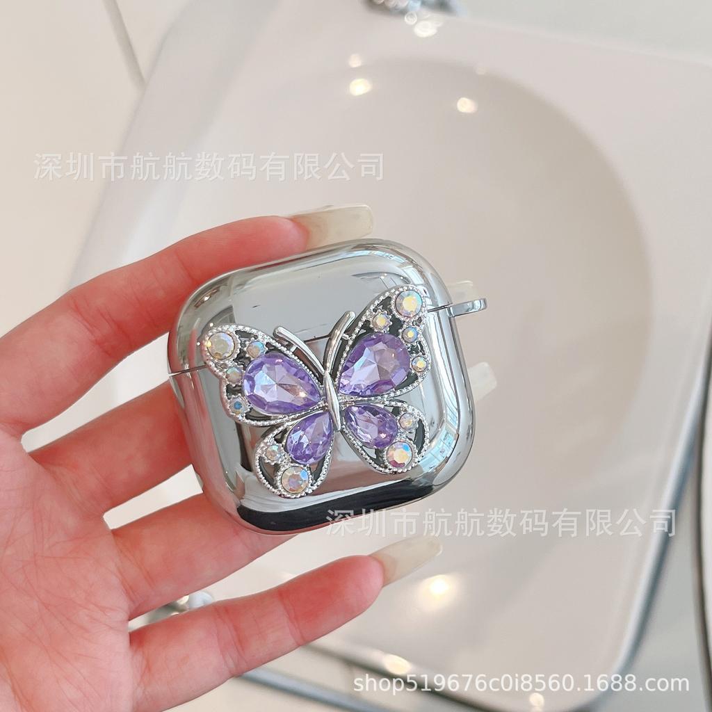 Japan and Korea ins silver three-dimensional glitter butterfly suitable for AirPods 1 generation protective case 1/1 generation pro1 earphone case