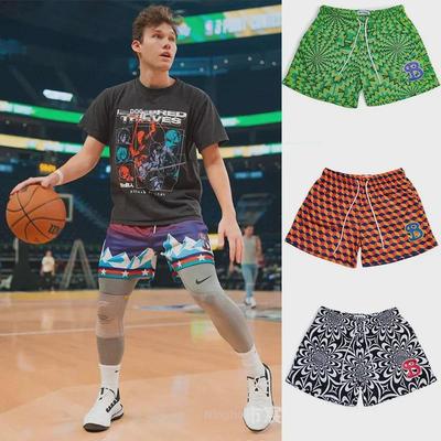 Pantalones cortos de baloncesto de malla estilo americano para hombre: ropa deportiva transpirable hasta la rodilla.