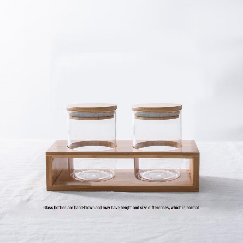 QianXing High Borosilicate Glass Tea Canister Set with Bamboo Rack