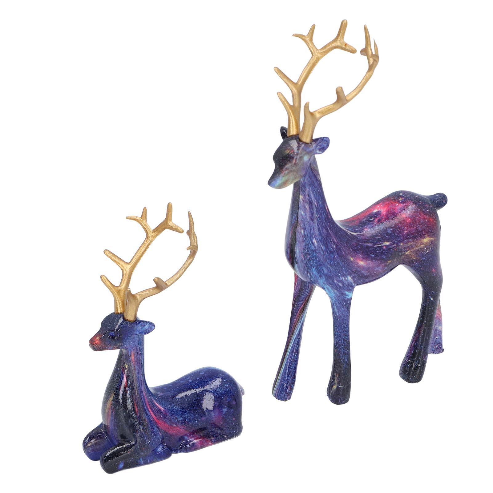 

2 шт. Статуэтка оленя Реалистичная смола Олень Украшение шкафа для гостиной и офиса BS8091