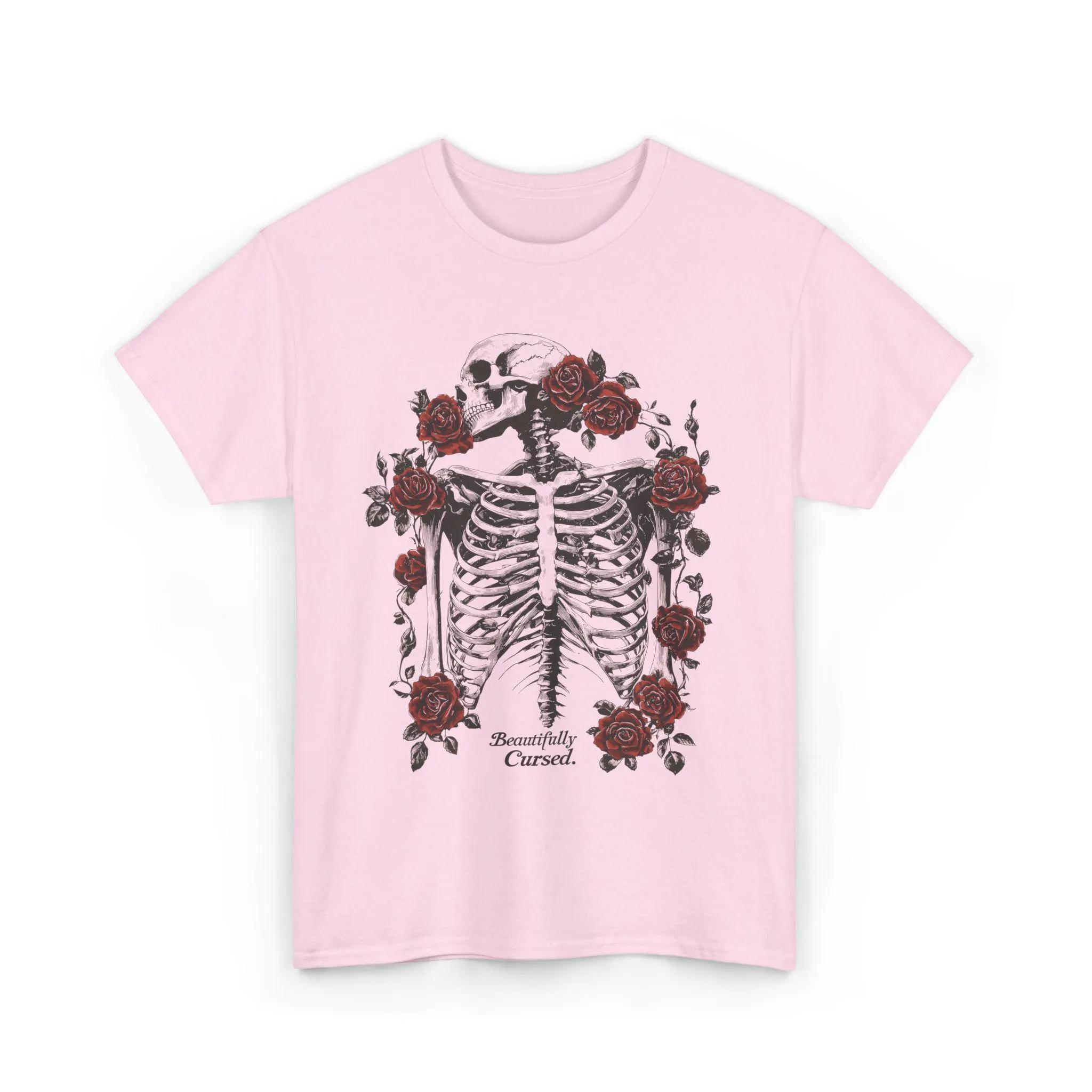 Готическая футболка с скелетом и розой Темная романтика Цветочная футболка Мрачная эстетика Мода Викторианский готический стиль Мужская одежда Удобная S