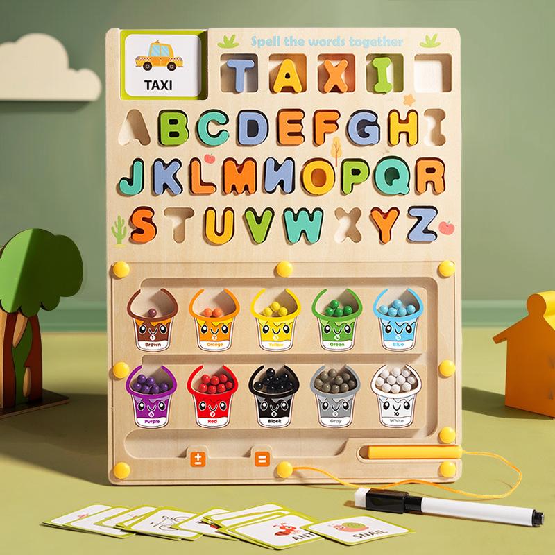 Letter Counting Wooden Color Classification Magnetic Displacement Toy Children