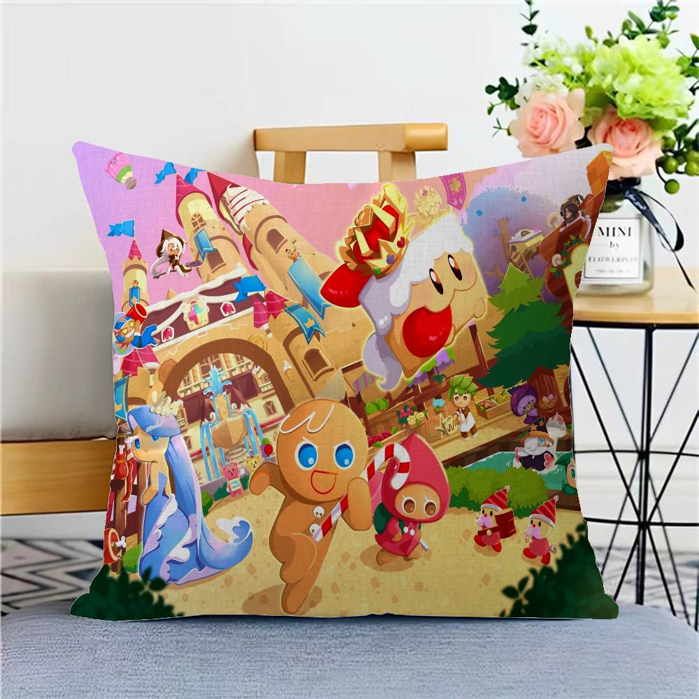 Cute C-Cookie Run Kingdom-S Anime Pillow Cushion Cover Pillowcase Living Room Sofa Home Decor Customized