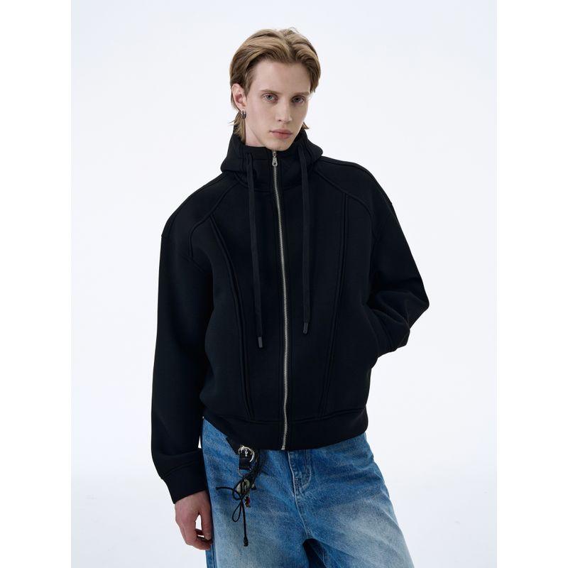 Kisko High-End American-Style Air Layer Zipper Hooded Cardigan Sweatshirt for Men and Women, Autumn Loose Casual Jacket Trendy