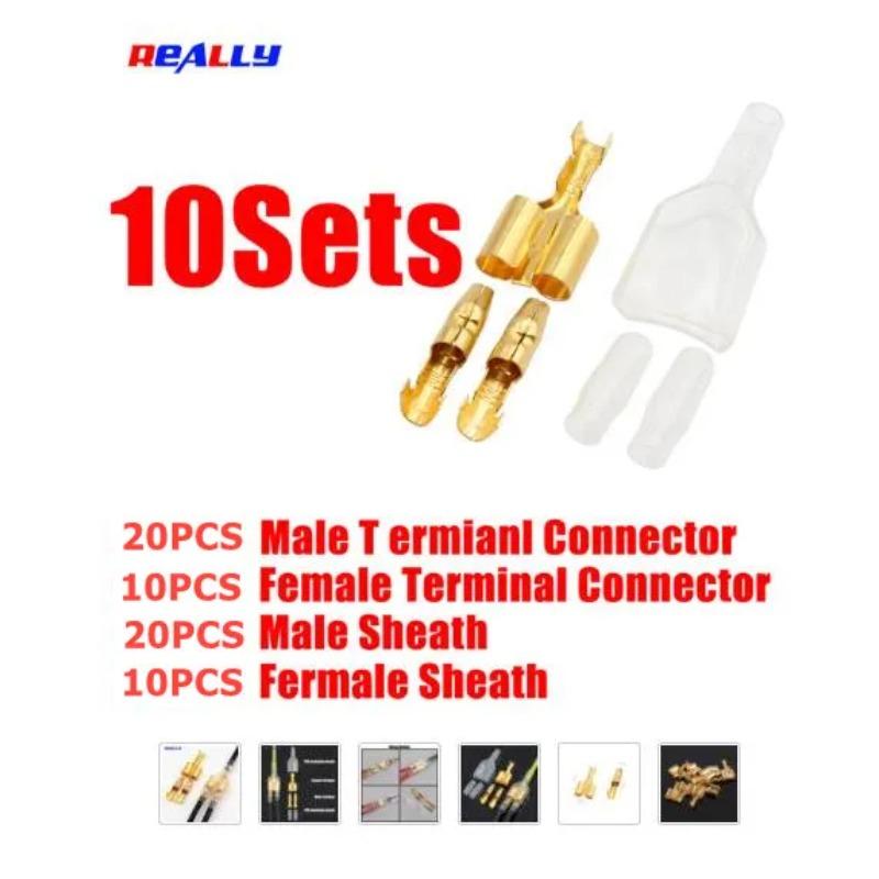 

10/30/50 комплектів Один гніздовий та два штирьові 4.0 Кульовий термінал Електричний провідний з єднувач Діаметр Штирьовий Гніздовий 1:2 Прозора оболонка