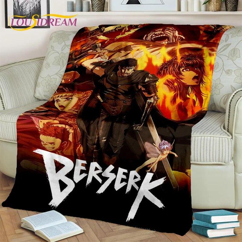 3D Anime Calssic Berserk Cartoon HD Blanket,Soft Throw Blanket for Home Bedroom Bed Sofa Picnic Travel Office Cover Blanket Kids