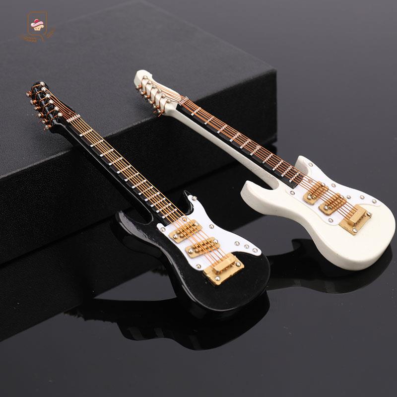 1pc Mini Electric Guitar Wooden Miniature Guitar Model Musical Instrument Guitar Decoration Gift Decor For Bedroom Living Room