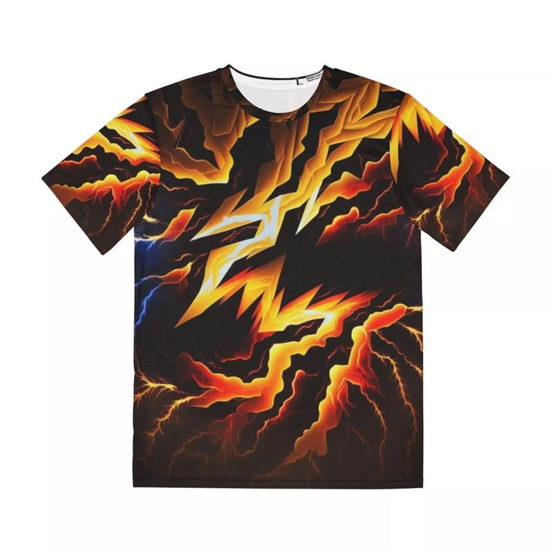 Fashion T Shirts For Men 3D Print Lightning Tees Tops Short Sleeve