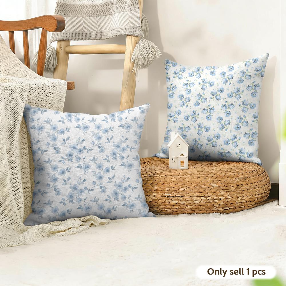 Fashion Small Florals Cushion Cover Natural Linen Organic Fabric DoubleSided Printing Couch Pillow Covers Home Decor