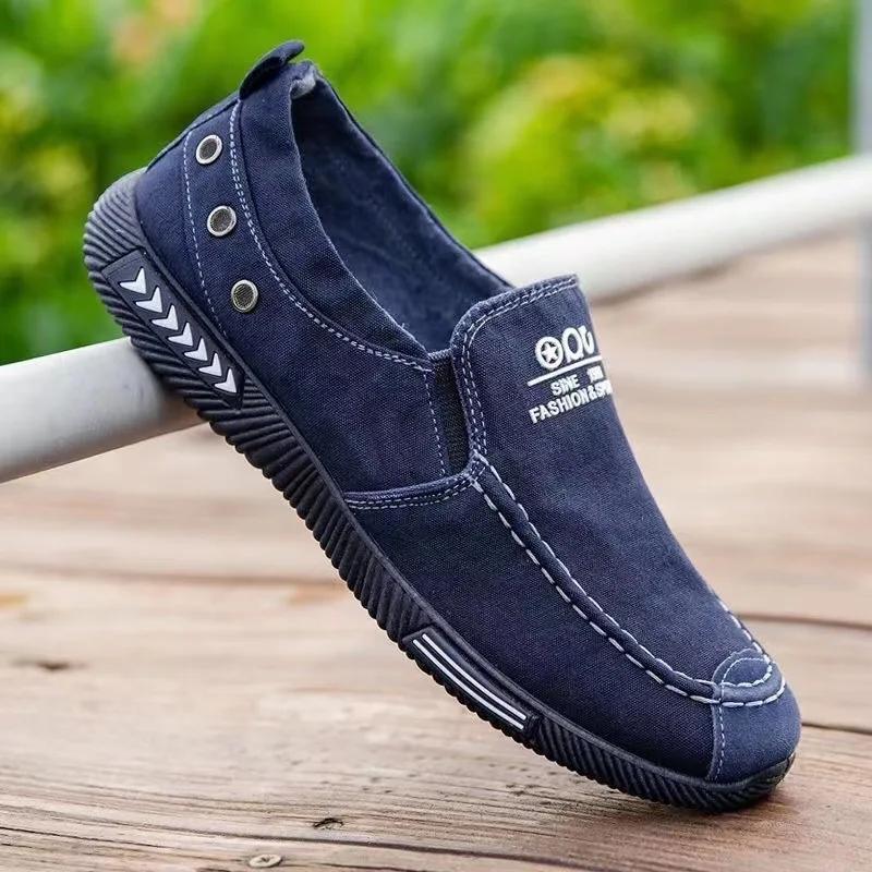 Men's Canvas Shoes Slip on Sneakers Male for Summer New Outdoor Driving Trendy Vintage Loafers Shoes for Men