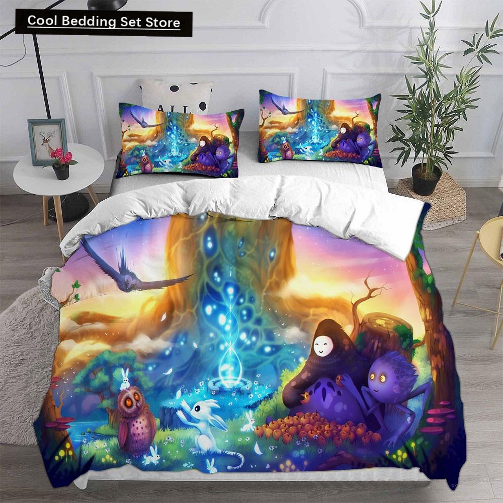 3D Spiel Ori and the Blind Forest Bettwäschesets Bettdecke Steppdecke Bettbezug Bettbezug Kissenbezug 2-3-teilige Sets Kinder Erwachsenengröße