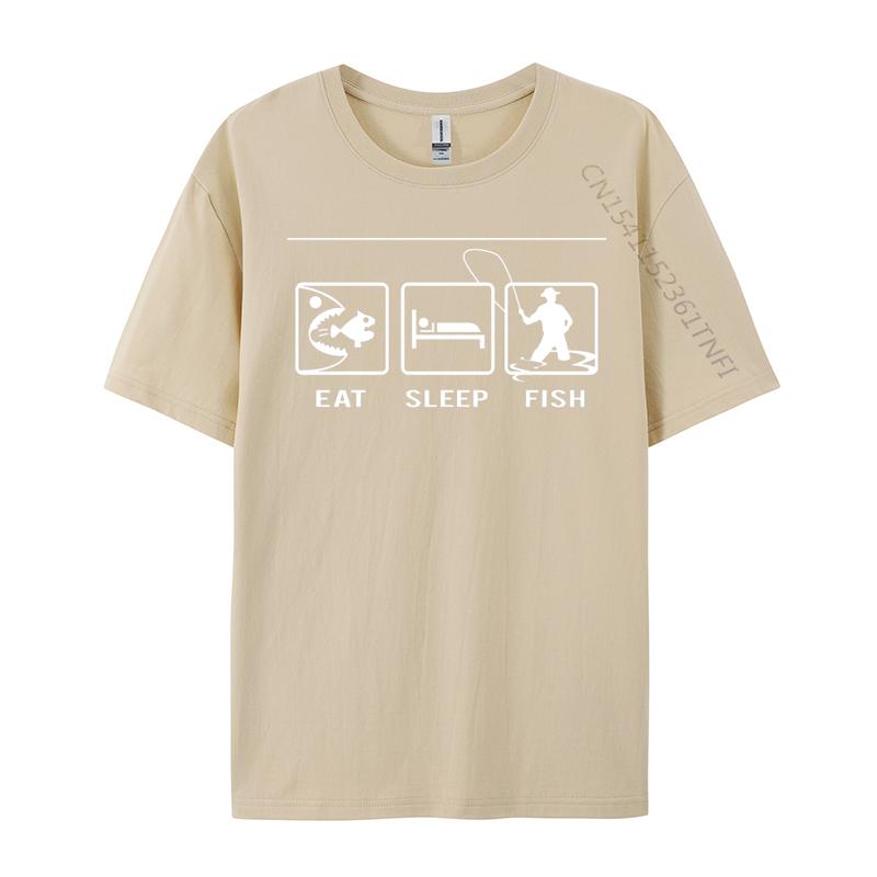 Eat Sleep Fish Repeat Tee Shirts 2024 Fashion Tops T Shirt Cotton Printed T Shirt Fishing Lover Gift