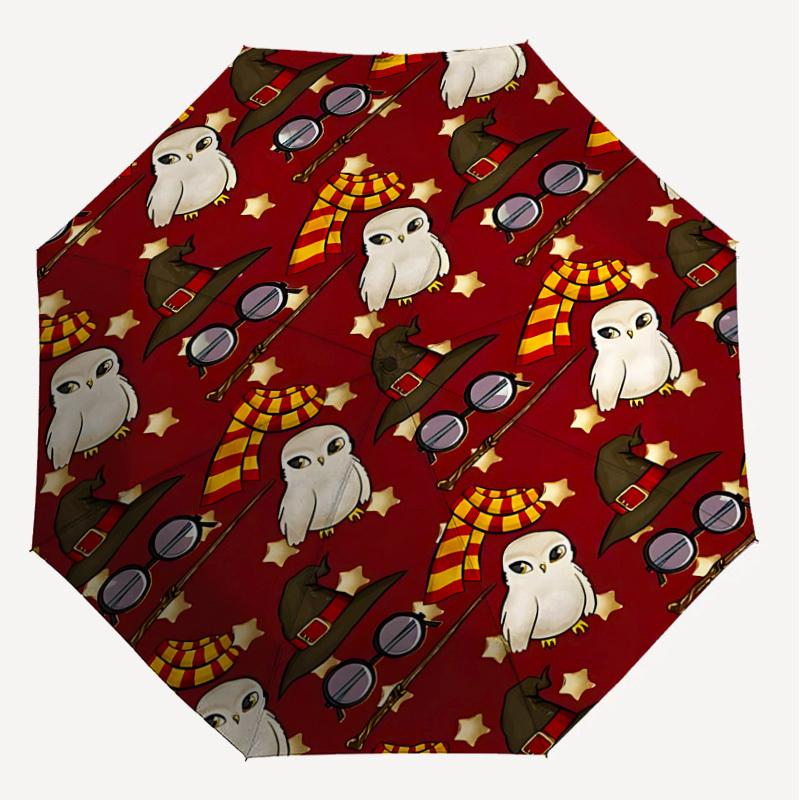 1PC Harry Potter Owls Umbrella-8-Rib Reinforced, Automatic Open, Lightweight & Durable, Cute Fashion Accessory for Outdoor, D2630