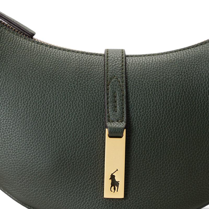 New Polo Ralph Lauren Polo ID Cow Leather Handbag, Shoulder Bag Women's Green WAPOBAG02V20057