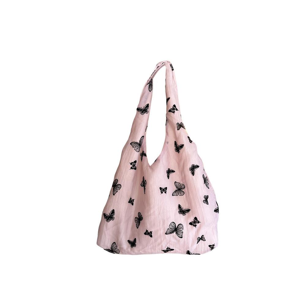 Trendy Lace Butterfly Canvas Tote Bag For Women With Large Capacity For Daily Use