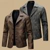 Men's Retro European & American PU Leather Motorcycle Jacket – Slim Fit, Trendy Design with Lapel Collar