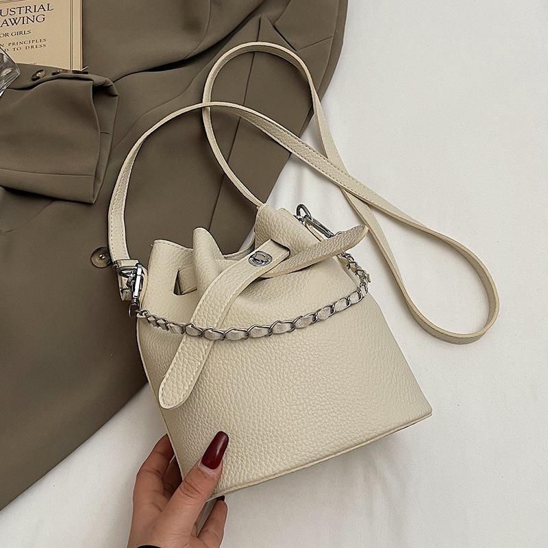 Trendy New Products, High-quality Lychee Pattern Portable Bucket Bag, Women's Commute To Work, Simple Style Versatile Messenger Child and Mother Bag