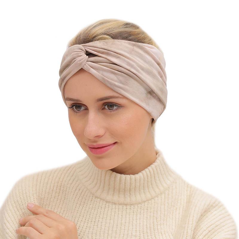 Retro Korsknuten Dam Flickor Elastisk Yoga Turban Knuten Hårband Sport Huvudband Bredt Huvudband