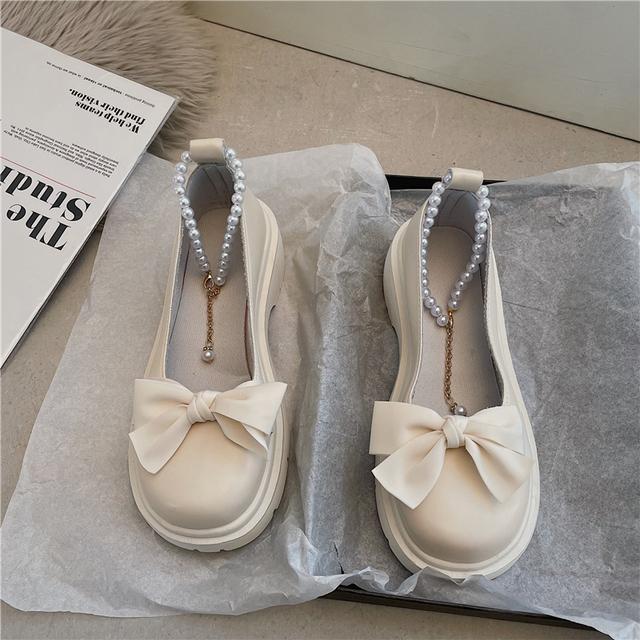 Women Thick Platform Mary Janes Lolita Shoes Party Pumps Summer  New Sandals Bow Chain Mujer Shoes Fashion Oxford Zapatos