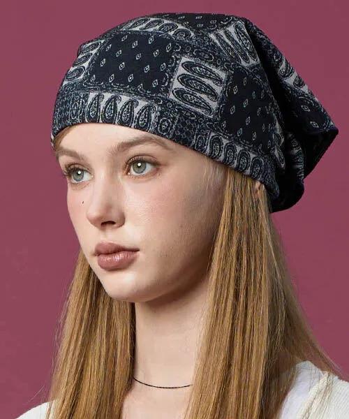 Thick UV Protection Bandana Bohemian Hair Headscarf Handkerchief [BLACK] Autumn/Winter Ver.