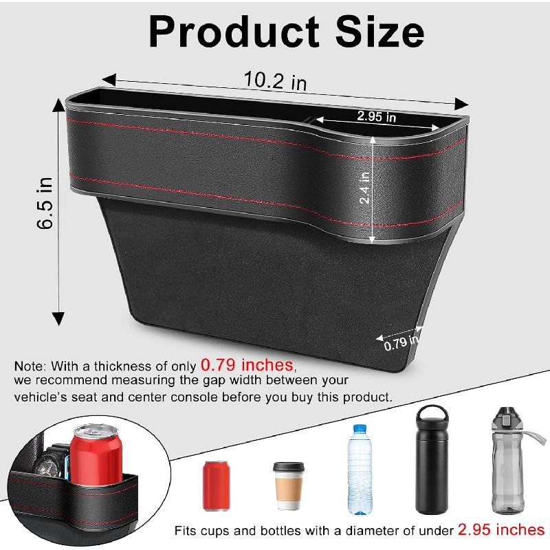 Organizér do mezery mezi sedadly, Úložný box na stranu konzole s držáky nápojů, 2 háčky na sedadla na nápoje, Organizér do auta na přední sedadlo pro držení telefonu, slunečních brýlí