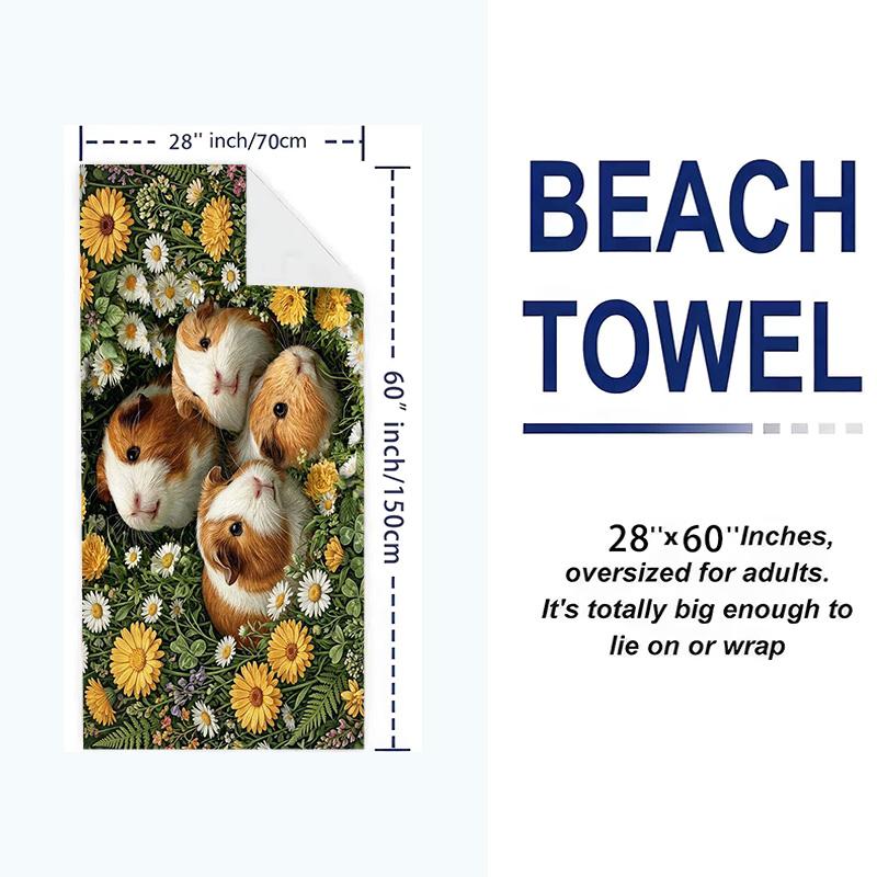 Guinea Pigs Print Beach Towel, Large Soft Quick Dry Towel for Beach Camping Swimming