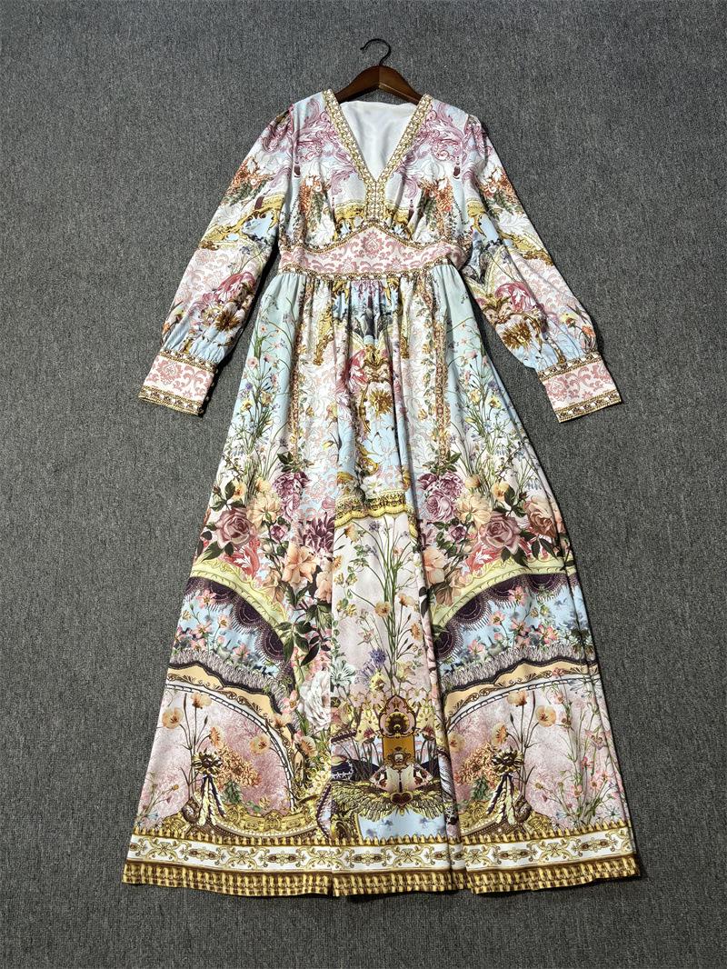 

Платье-халат CML Retro Fairy Print V-Neck Swing - австралийский модный бренд Niche Large синий