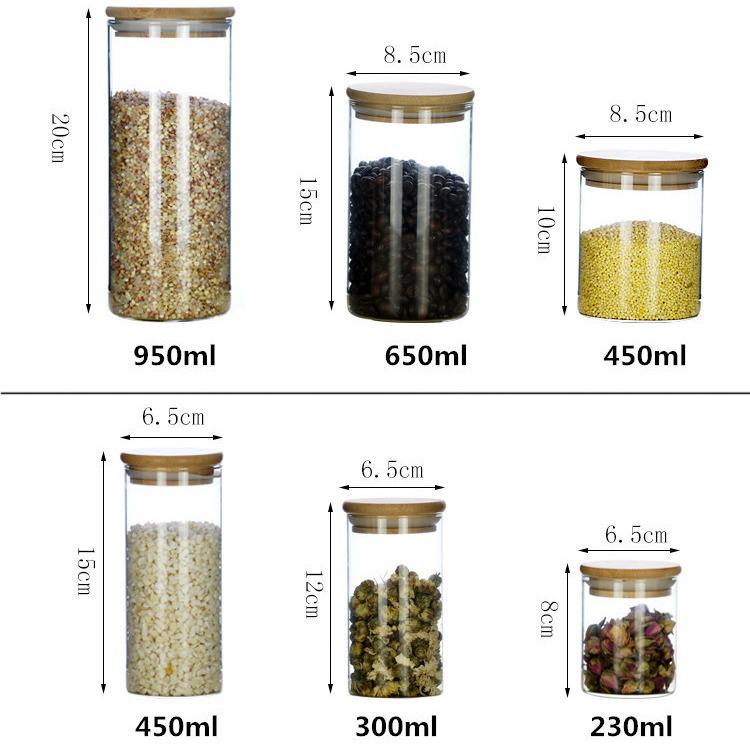 High Borosilicate Glass Storage Jar with Bamboo Lid & Silicone Seal - Airtight & Moisture-Proof