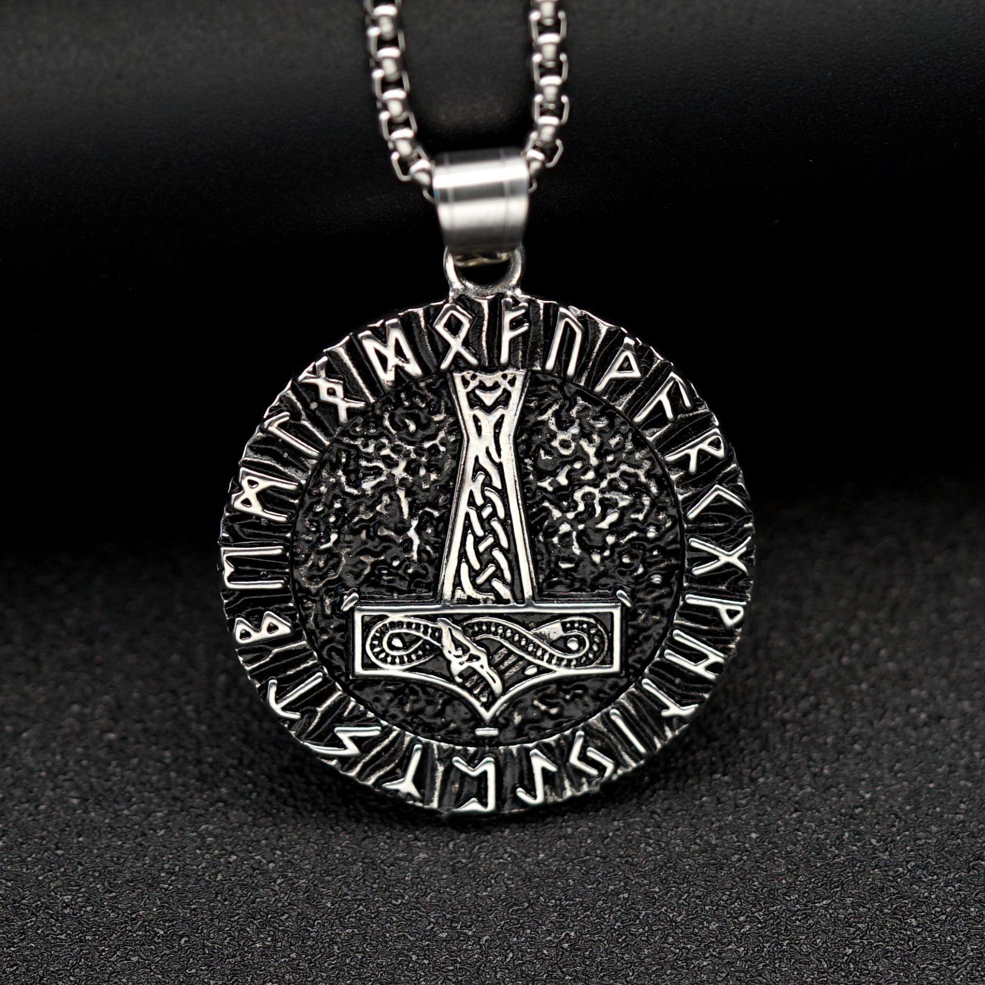 

Pendant Retro Nordic Style Viking Round Brand Men s Hip Hop Versatile Necklace 50CM